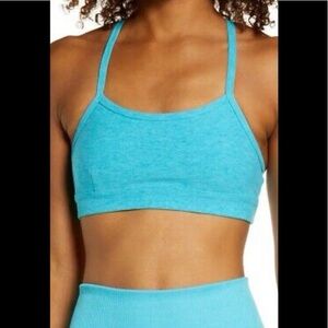 ALO Yoga Gratitude Alosoft Sports Bra Bright Aqua Heather Blue